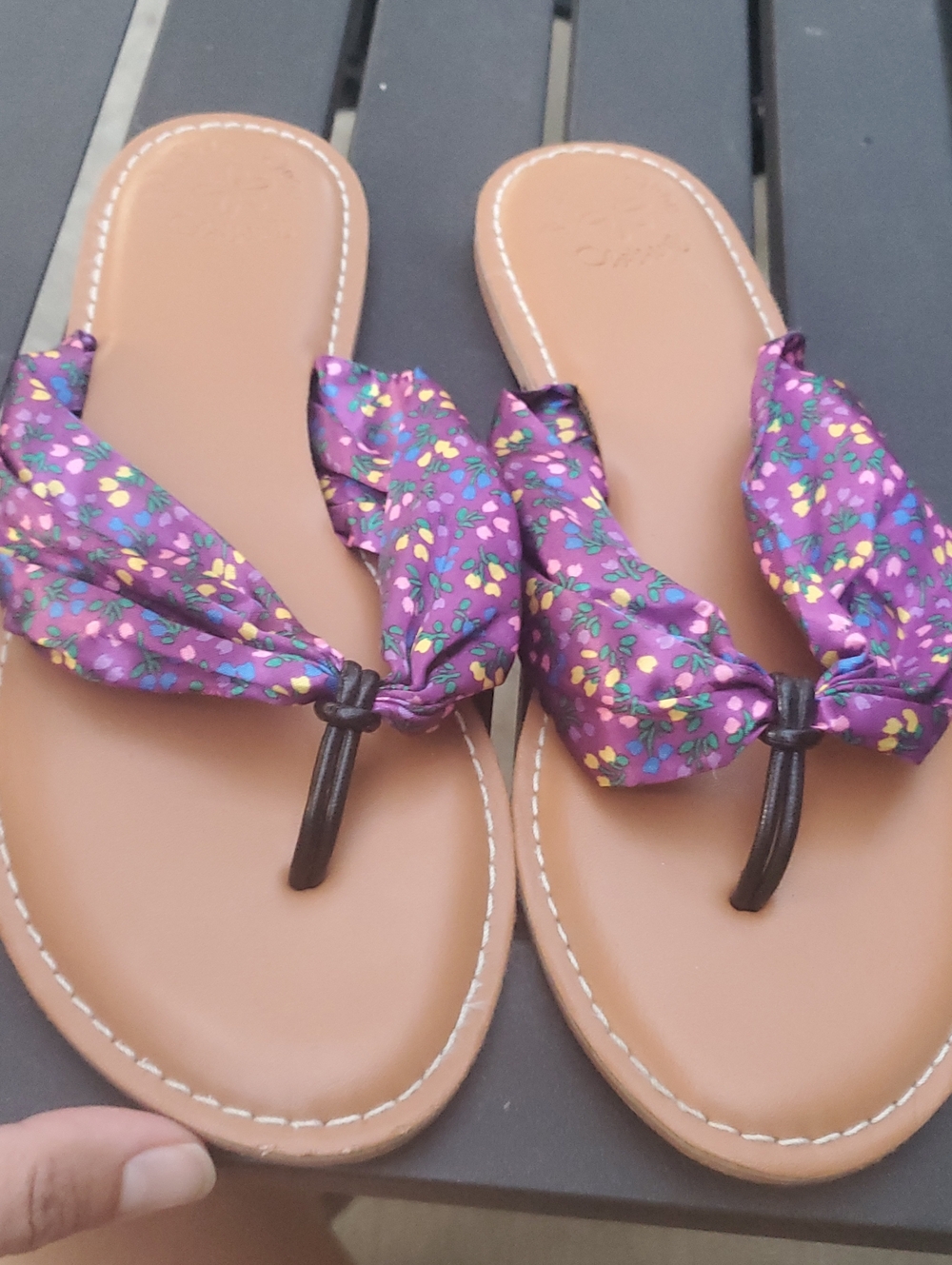 Matilda Jane Women’s Purple Floral Bow Toe-Post Sandals Size 8